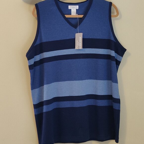 Blue Stripe Sweater - Sleeveless with tags. Fits 1X best  - Jones of New York - Picture 2 of 4